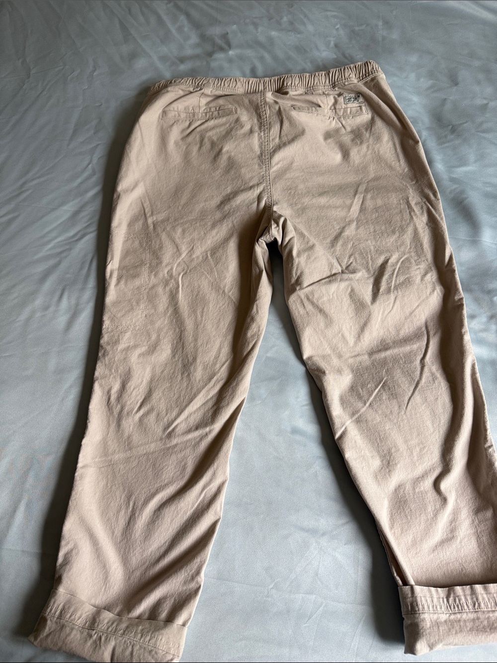 Womens Casual Drawstring Cargo Pants in Beige - Picture 2 of 3